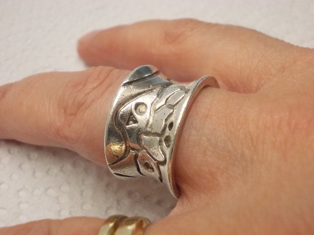 massieve zilveren modernist ring maat krap 17 nr.994, Verzenden, Dame, Zilver, Zilver