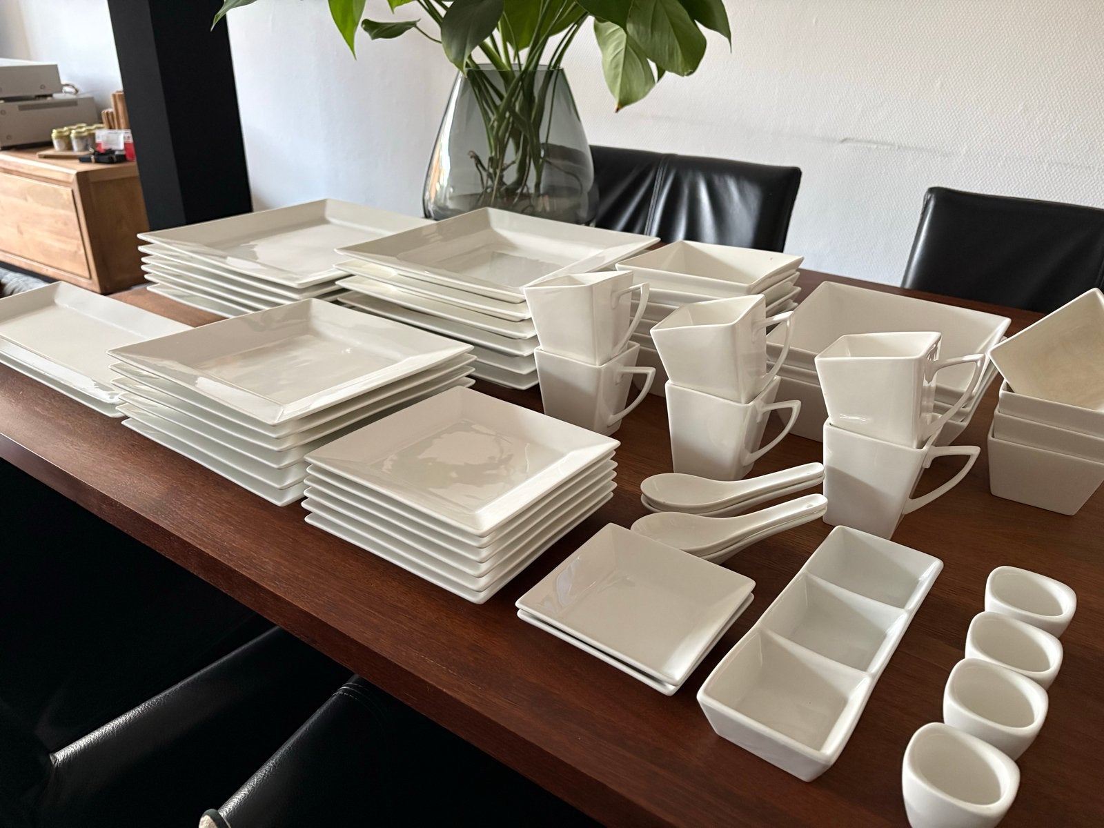 Uitgebreid wit vierkant servies - 6 persoons  (Xenos), Ophalen, Overige merken, Keramiek, Zo goed als nieuw