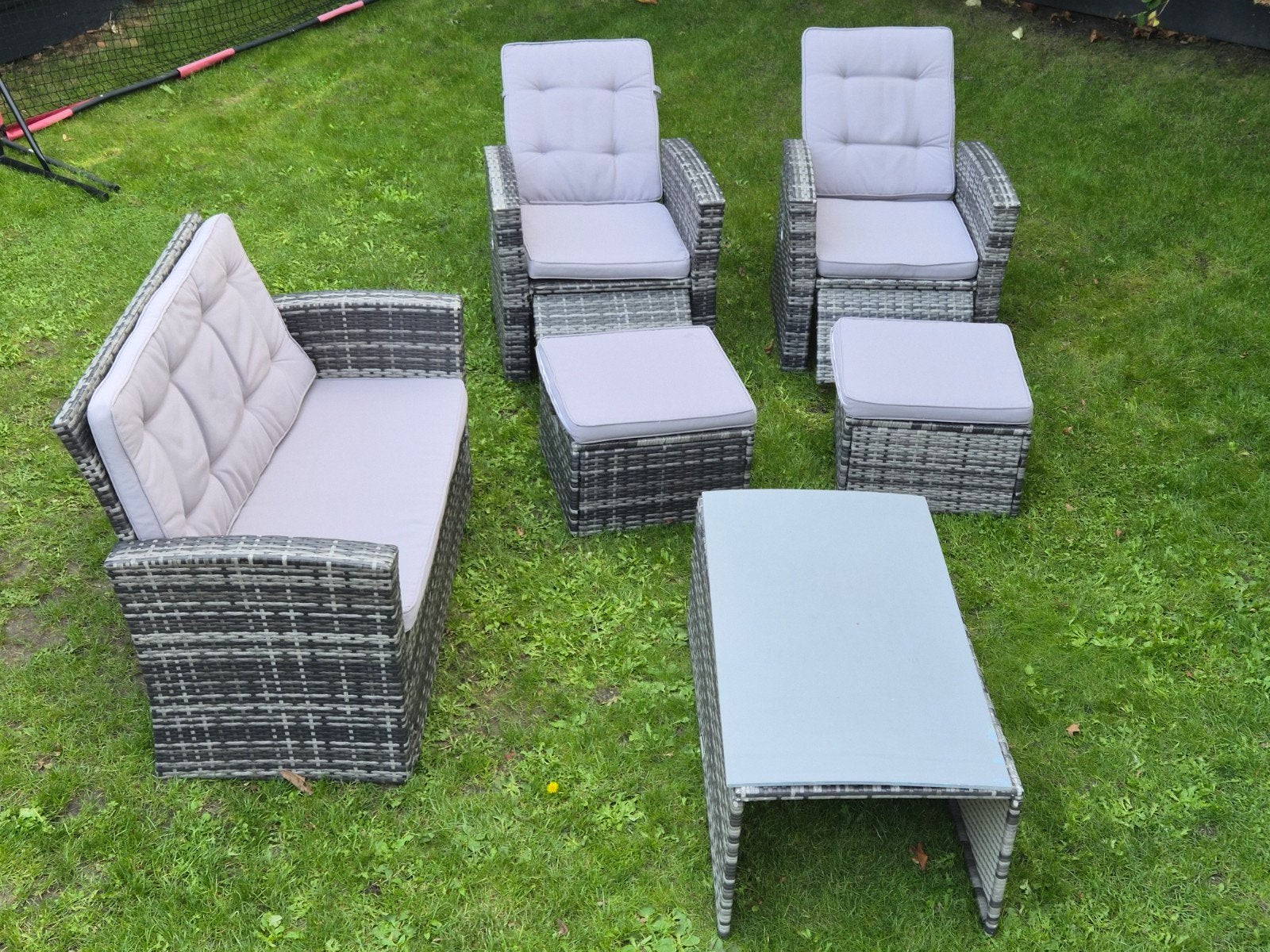 6-delige loungeset/tuinset met kussens, Tuin en Terras, Ophalen, 4 zitplaatsen, Kunststof, Zo goed als nieuw