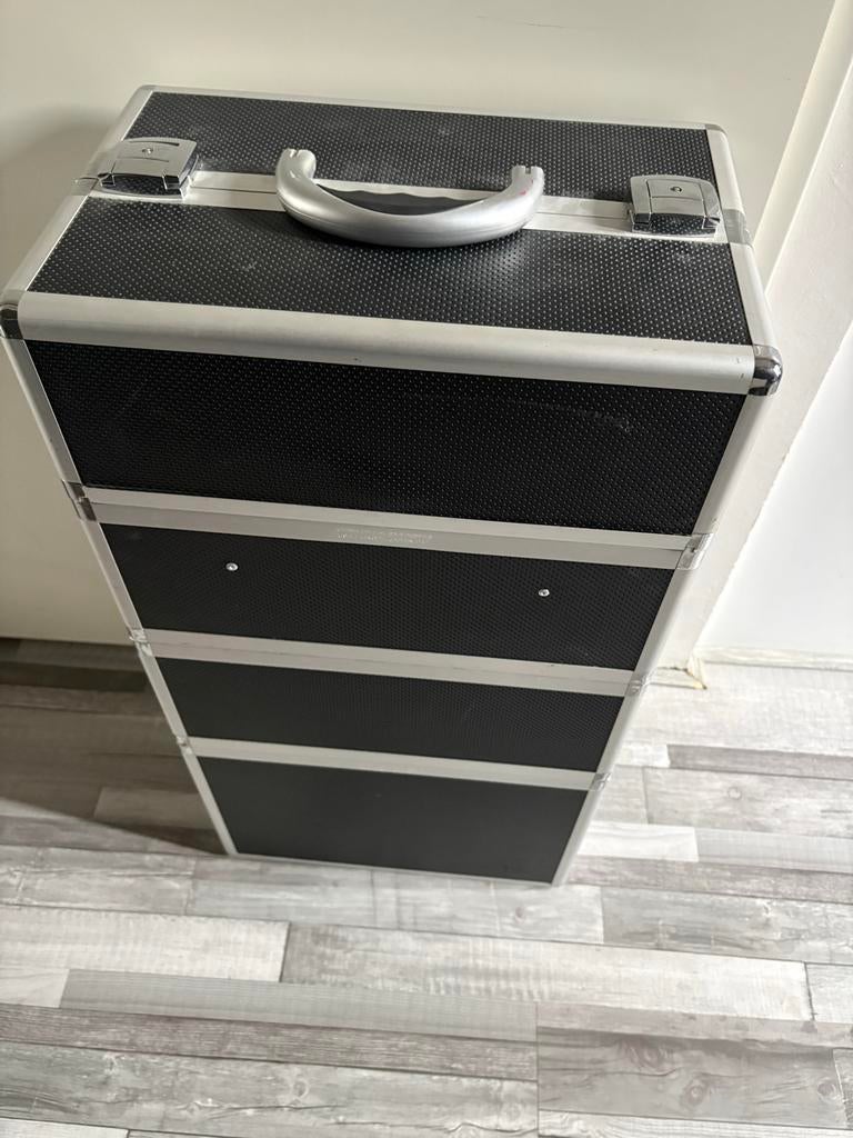 Professionele make-up koffer 70cm hoog - Zwart/Zilver, Ophalen, Gebruikt, Zwart, Hardcase