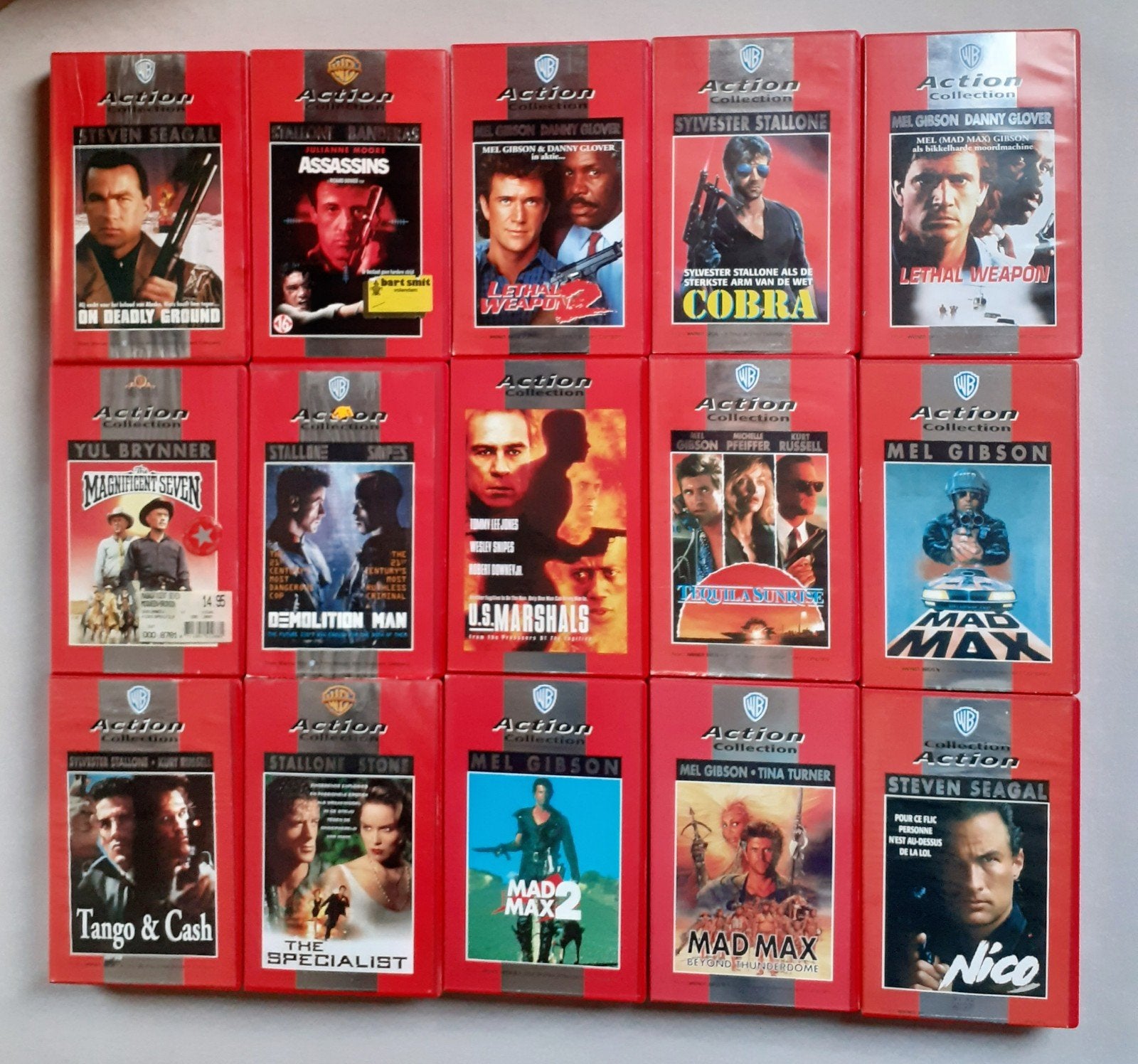 Grote collectie actie VHS-banden - Warner Action Collection, Boxset, Vanaf 16 jaar, Ophalen of Verzenden, Actie en Avontuur