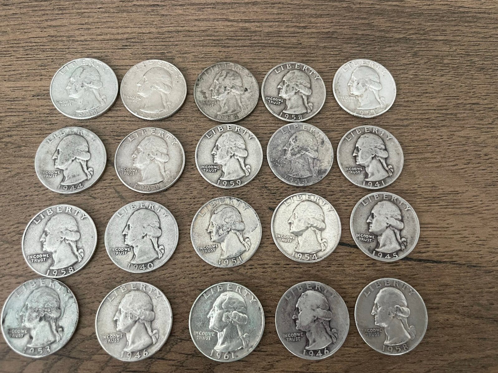 20 x zilveren washington quarter dollar munten, zilver munt, Ophalen of Verzenden, Buitenland, Munten