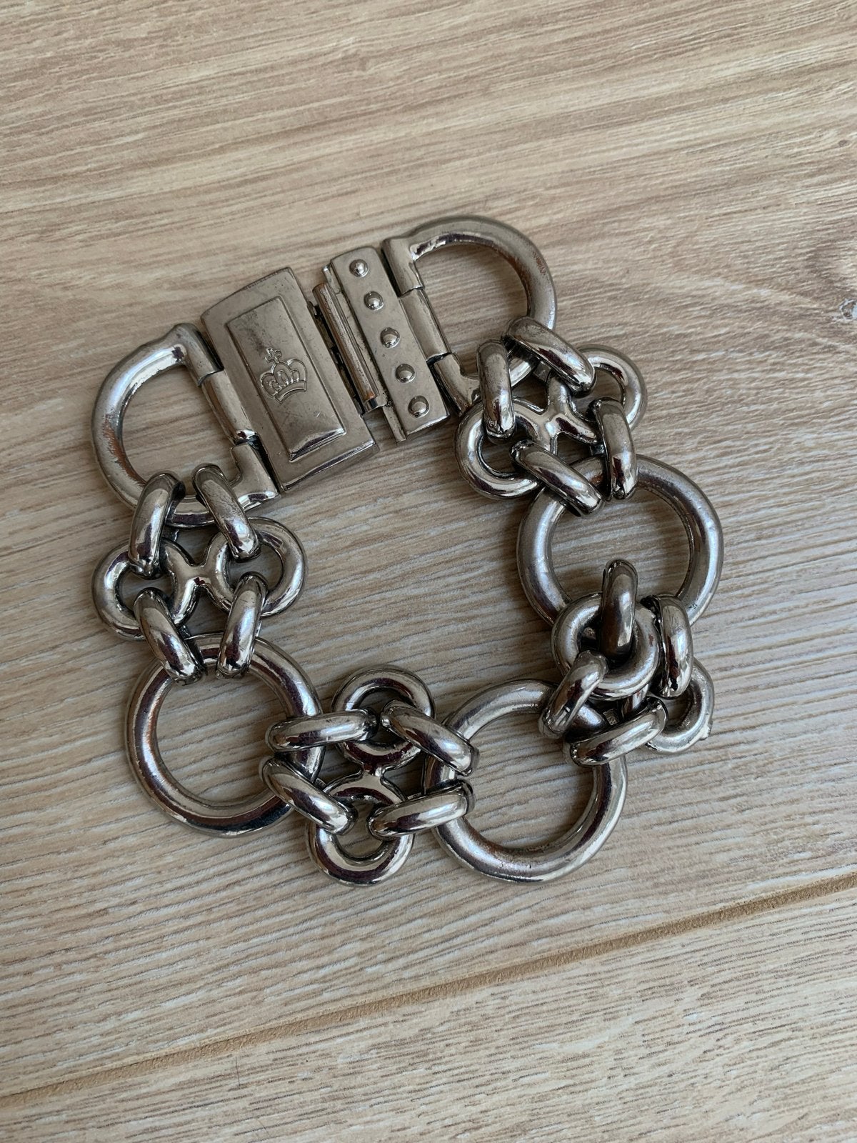 Stoere zilverkleurige armband met schakels, Ophalen of Verzenden, Gebruikt, Zilver, Overige materialen