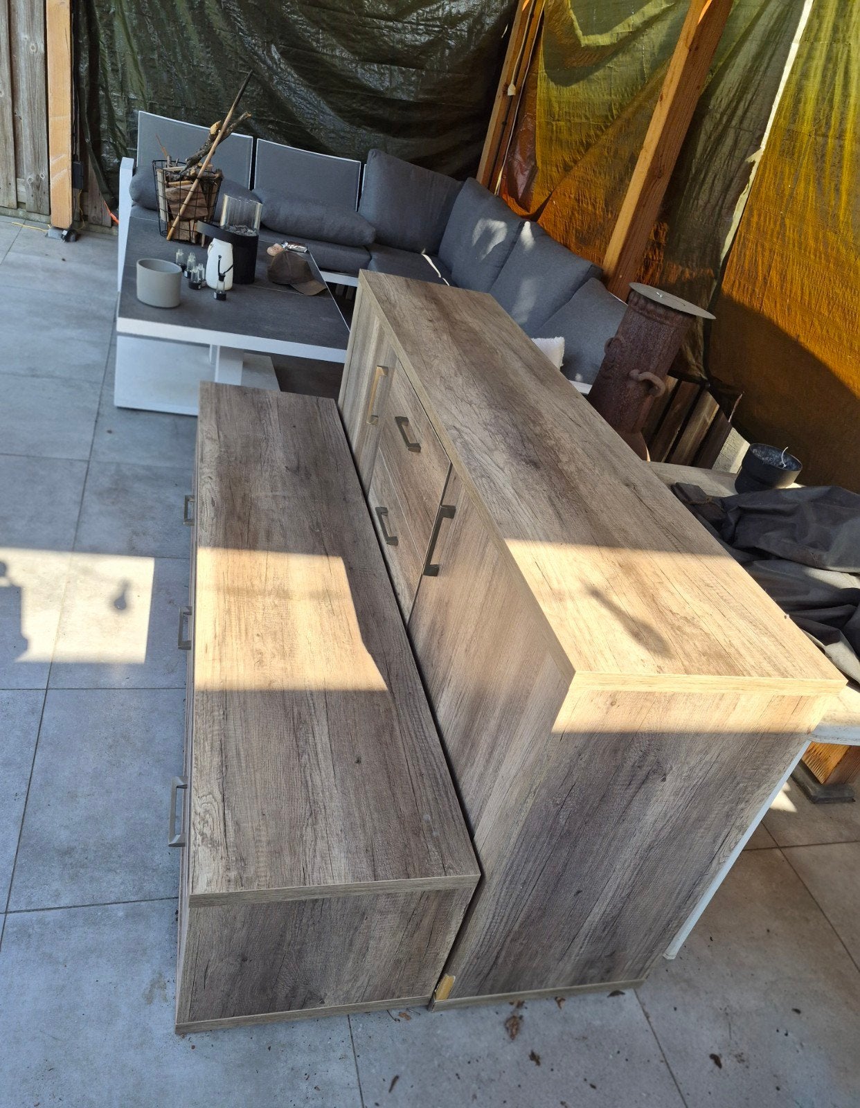 Moritz dressoir en tv-meubel wild eiken truffel, Ophalen, Gebruikt, 150 tot 200 cm, Eikenhout