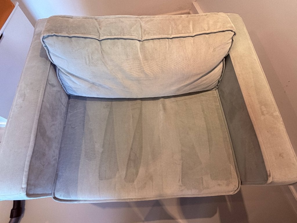 Loveseat / fauteuil in mintgroen fluweel/velours (Zitmax), Ophalen, 75 tot 100 cm, Zo goed als nieuw, 100 tot 125 cm
