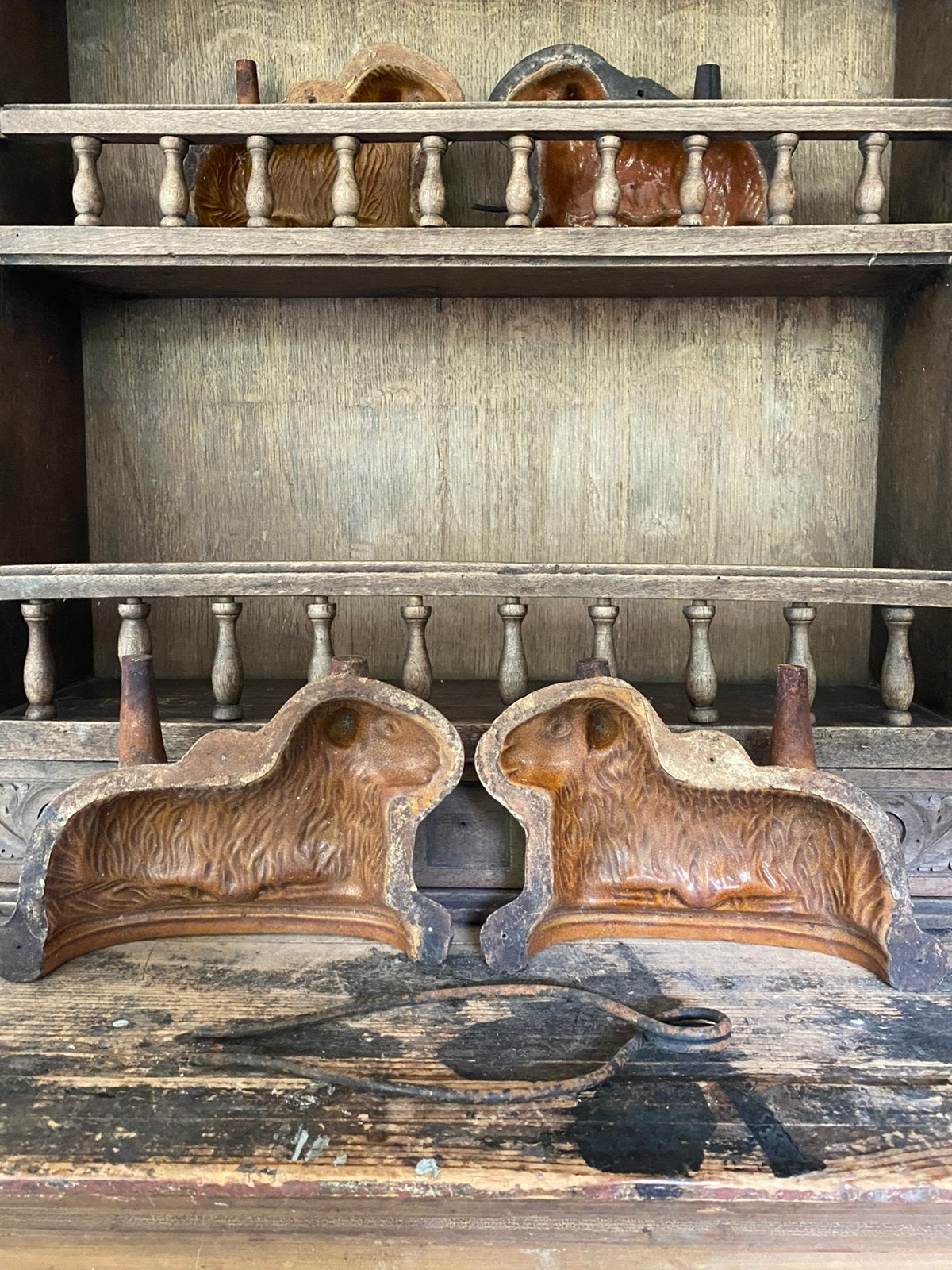 Antiek frans aardewerk paté vormen, lam, Antiek en Kunst, Ophalen of Verzenden