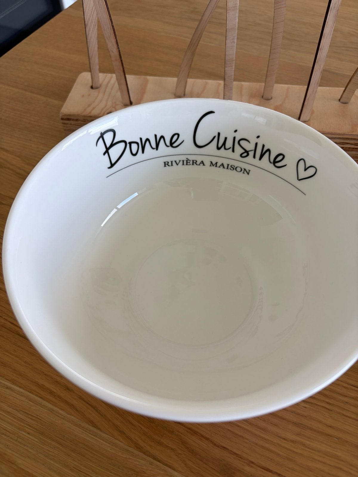 4 Grote Riviera Maison Schalen 'Bonne Cuisine', Porselein of Keramiek, Schaal, Rond, Ophalen of Verzenden