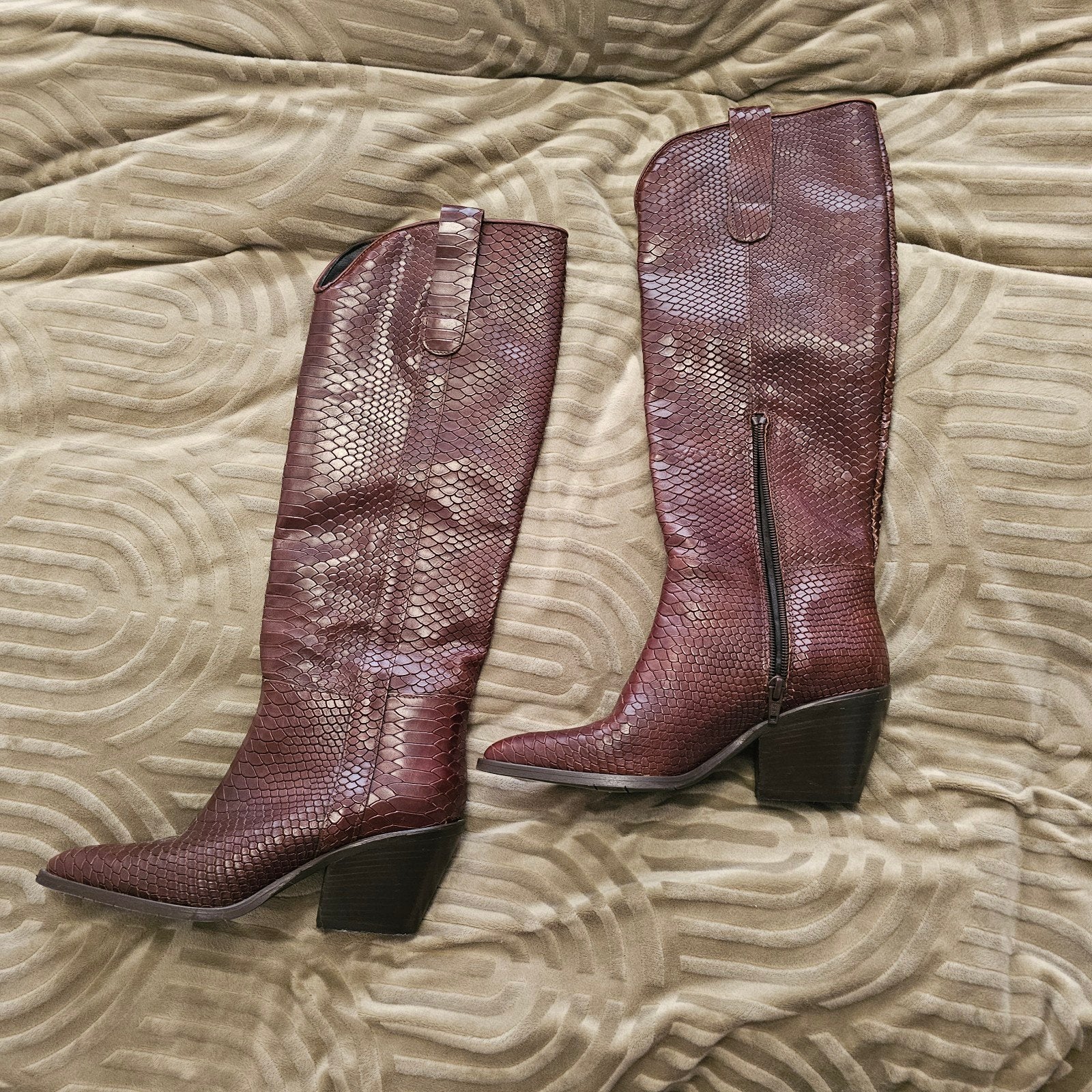 Leren knielaarzen maat 36 - Made in Italy, Kleding | Dames, Hoge laarzen, Bruin, Nieuw, Ophalen of Verzenden