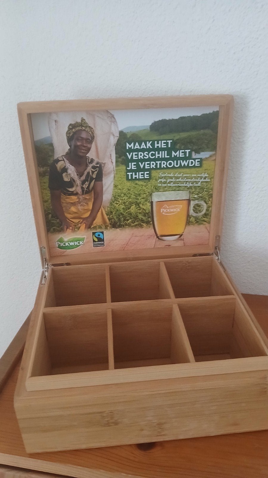 Pickwick houten theedoos, Verzenden, Zo goed als nieuw