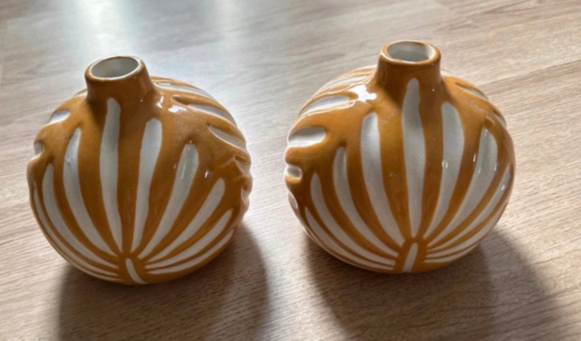 Gele vaasjes 2 stuks, Huis en Inrichting, Woonaccessoires | Vazen, Ophalen, Zo goed als nieuw, Geel