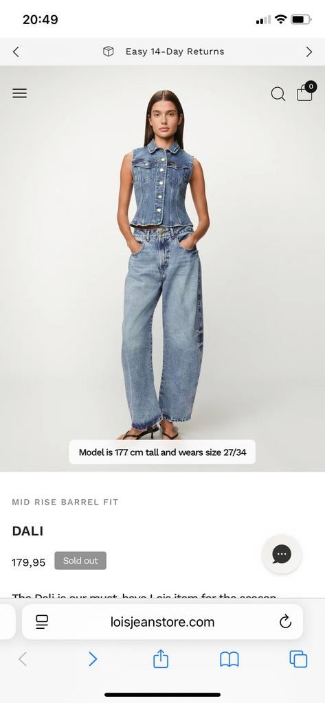 Nieuwe Lois Jeans Dali Mid Rise Barrel Fit. Nieuw !!, Ophalen of Verzenden, Nieuw, Blauw, W32 (confectie 46) of kleiner