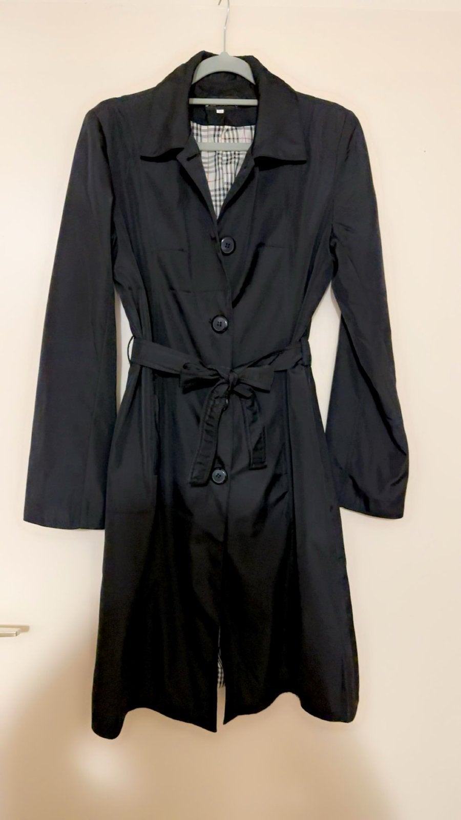 Zwarte Burberry trenchcoat met ceintuur, Ophalen of Verzenden, Zo goed als nieuw, Maat 38/40 (M), Zwart
