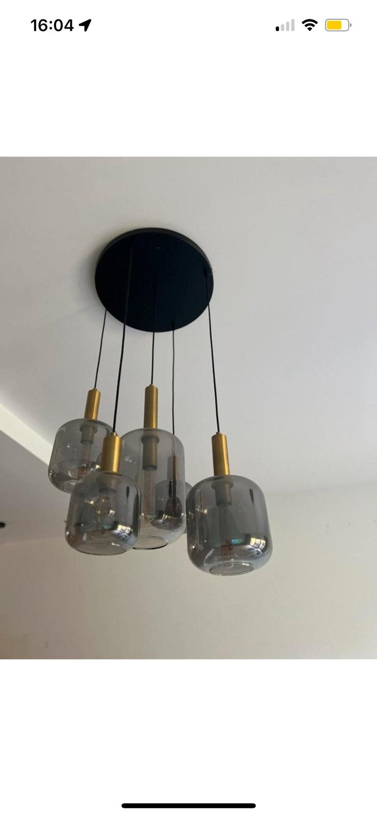 Light & Living Lekar hanglamp – 5 lichts – smoke glas, Huis en Inrichting, Ophalen, Zo goed als nieuw, Glas