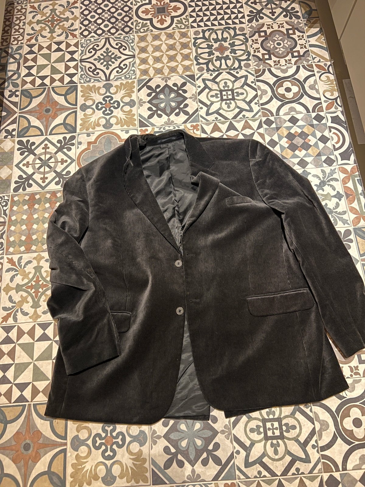 Stijlvol donkergrijs corduroy colbert, Kleding | Heren, Ophalen of Verzenden, Gedragen, Maat 48/50 (M), Grijs