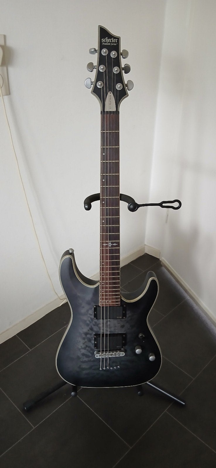 Schecter C-1 Platinum Satin Black (2023)–Inclusief Hardcase, Ophalen of Verzenden, Zo goed als nieuw, Solid body, Overige merken