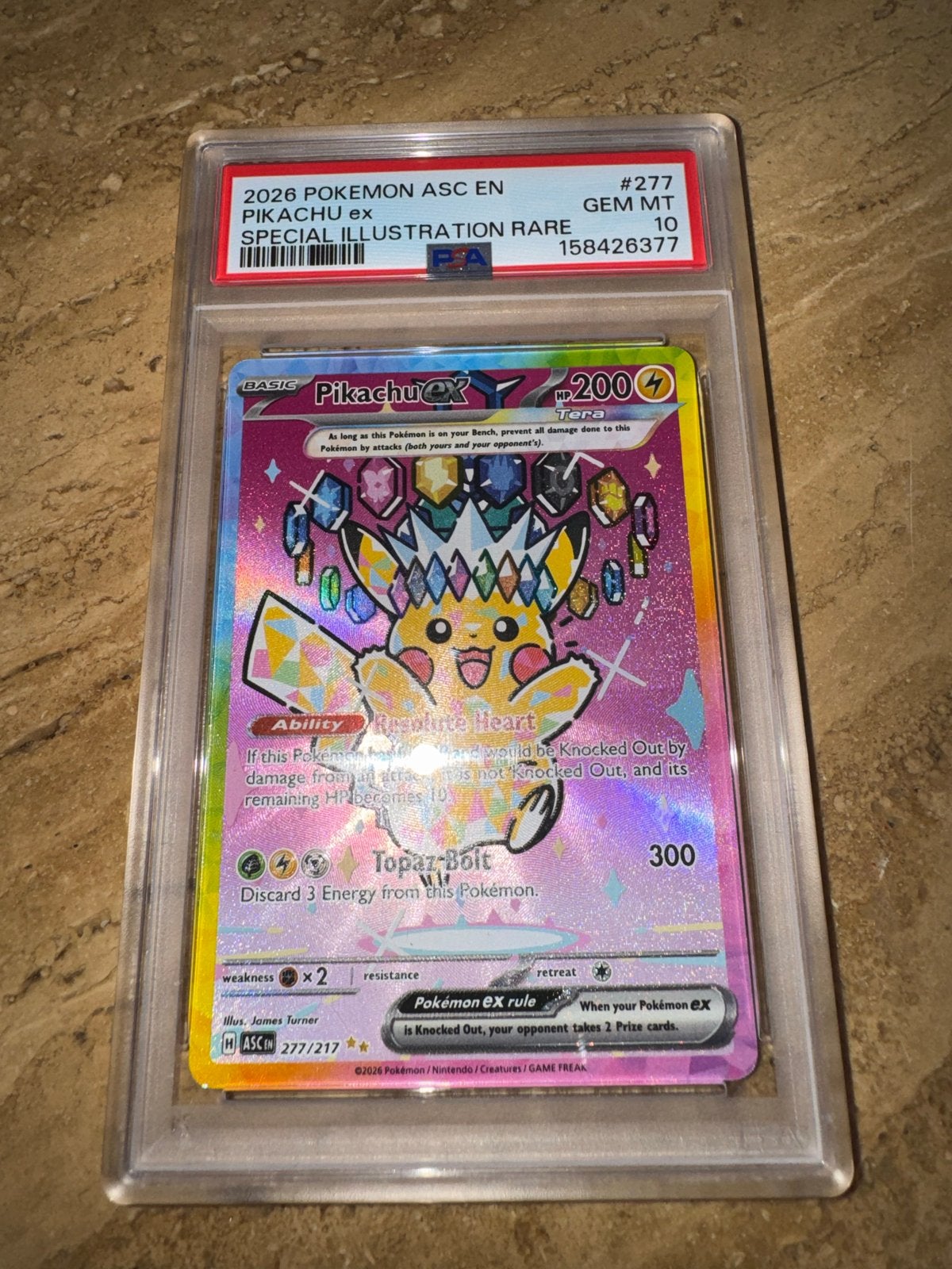 PSA 10 Pikachu ex Special Illustration Rare 277/217, Hobby en Vrije tijd, Ophalen of Verzenden, Nieuw, Losse kaart, Foil