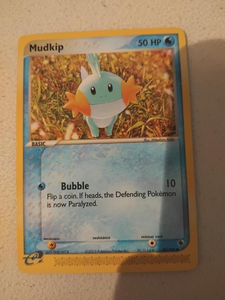 Mudkip 59/109 ruby & saphire Pokémon Kaart 2003 -, Ophalen of Verzenden, Gebruikt, Losse kaart