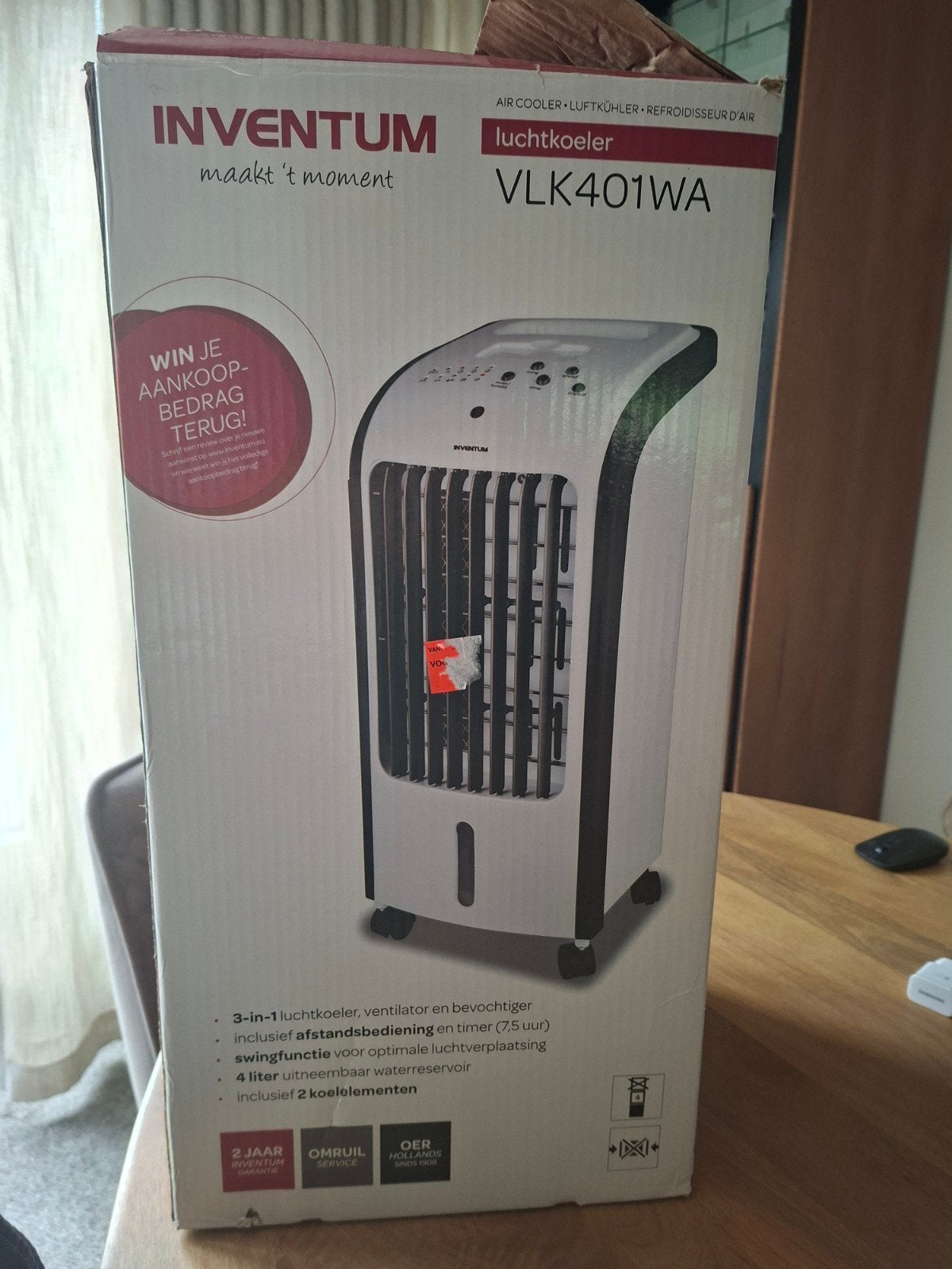 Inventum VLK401WA Luchtkoeler 3-in-1 met afstandsbediening, Ophalen, Timer, Minder dan 60 m³, 3 snelheden of meer