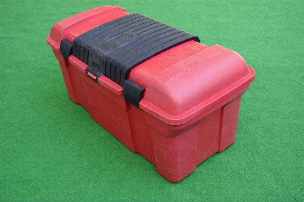 Rood-zwarte duikkist/opbergkist - Curver - 78 liter, Ophalen of Verzenden, Gebruikt, Overige typen