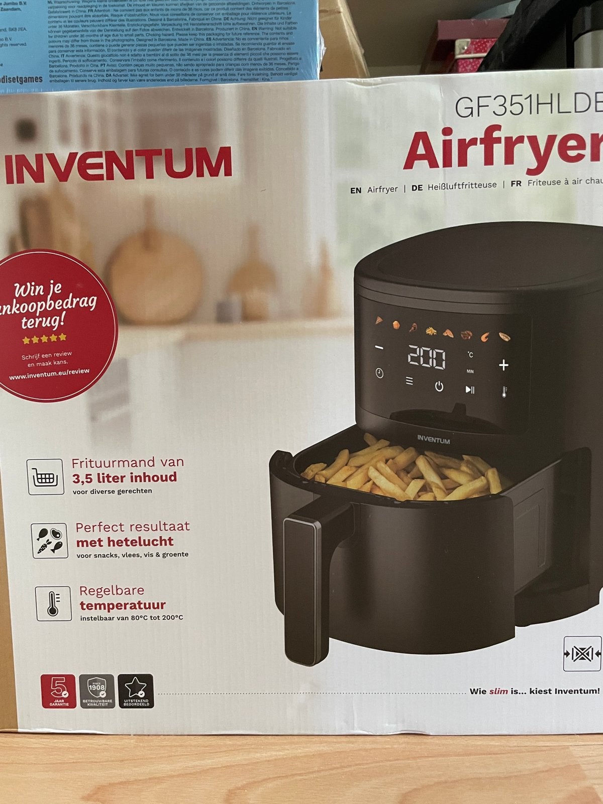 Inventum GF351HLDB, Witgoed en Apparatuur, 3 tot 4 liter, Ophalen of Verzenden, Nieuw, Uitneembare binnenpan