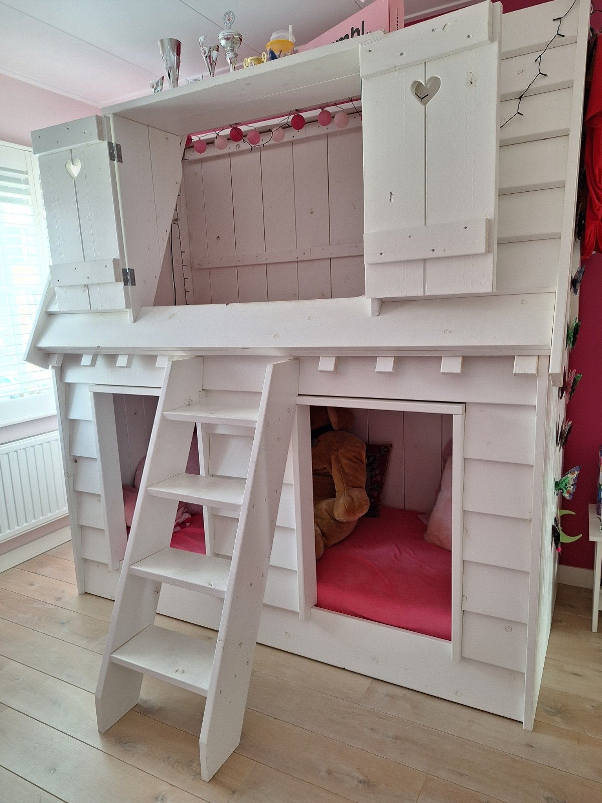 Saartje Prum Droomhuis bed wit met 2 slaapplaatsen, Ophalen, 85 tot 100 cm, Gebruikt, 180 cm of meer