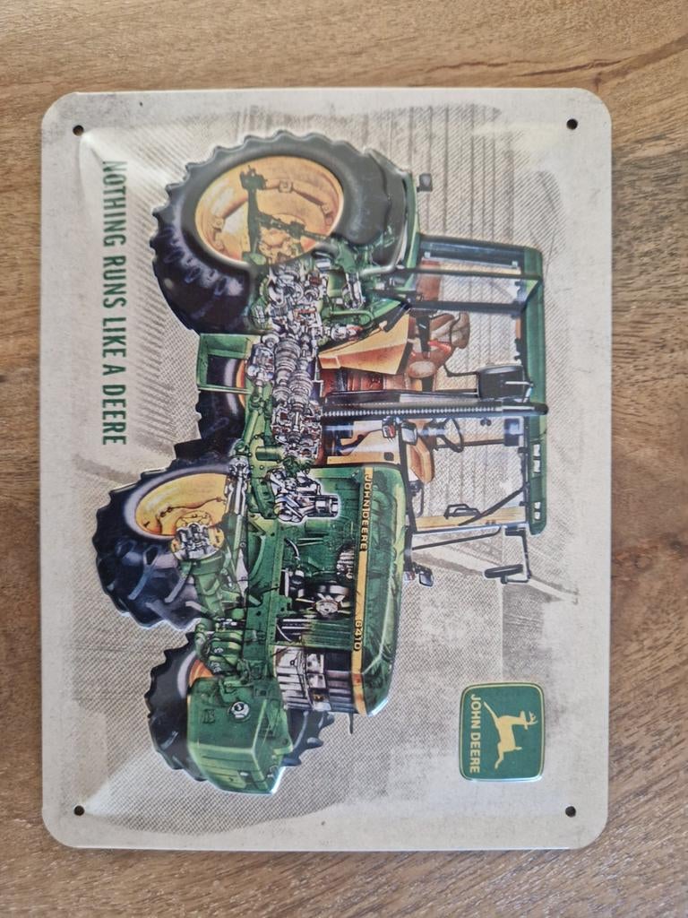 John Deere Tractor Metalen Plaat - Decoratie, Ophalen of Verzenden, Zo goed als nieuw