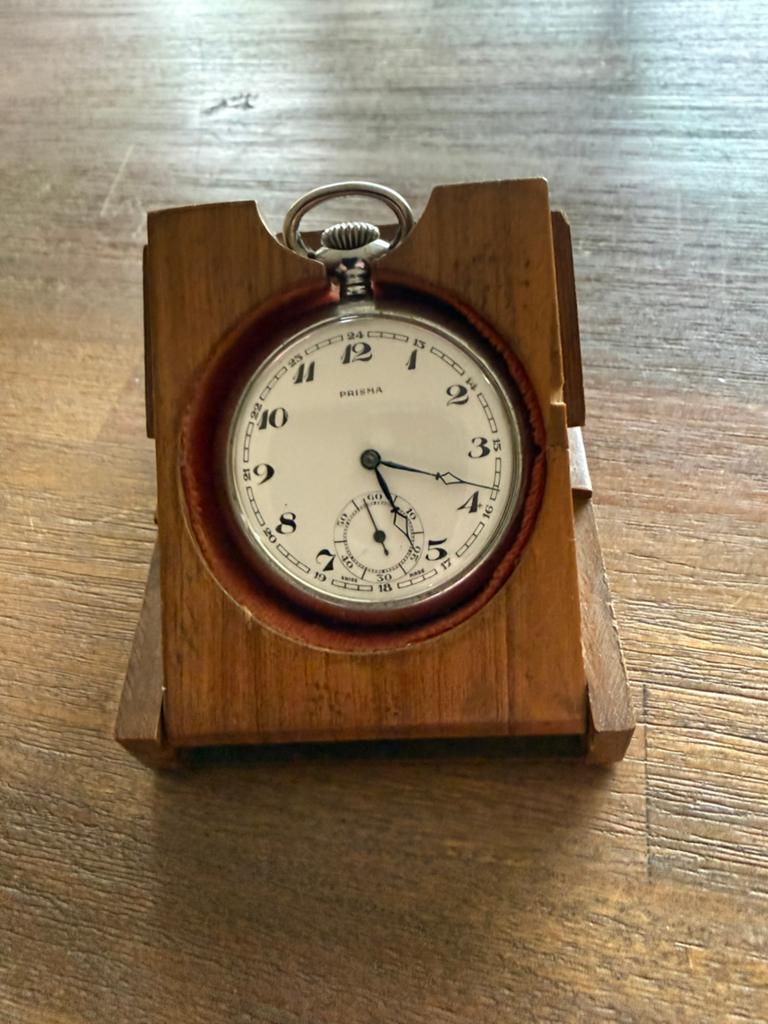 Porte montre hout met horloge(1)zakhorloge staander, Verzenden, Gebruikt