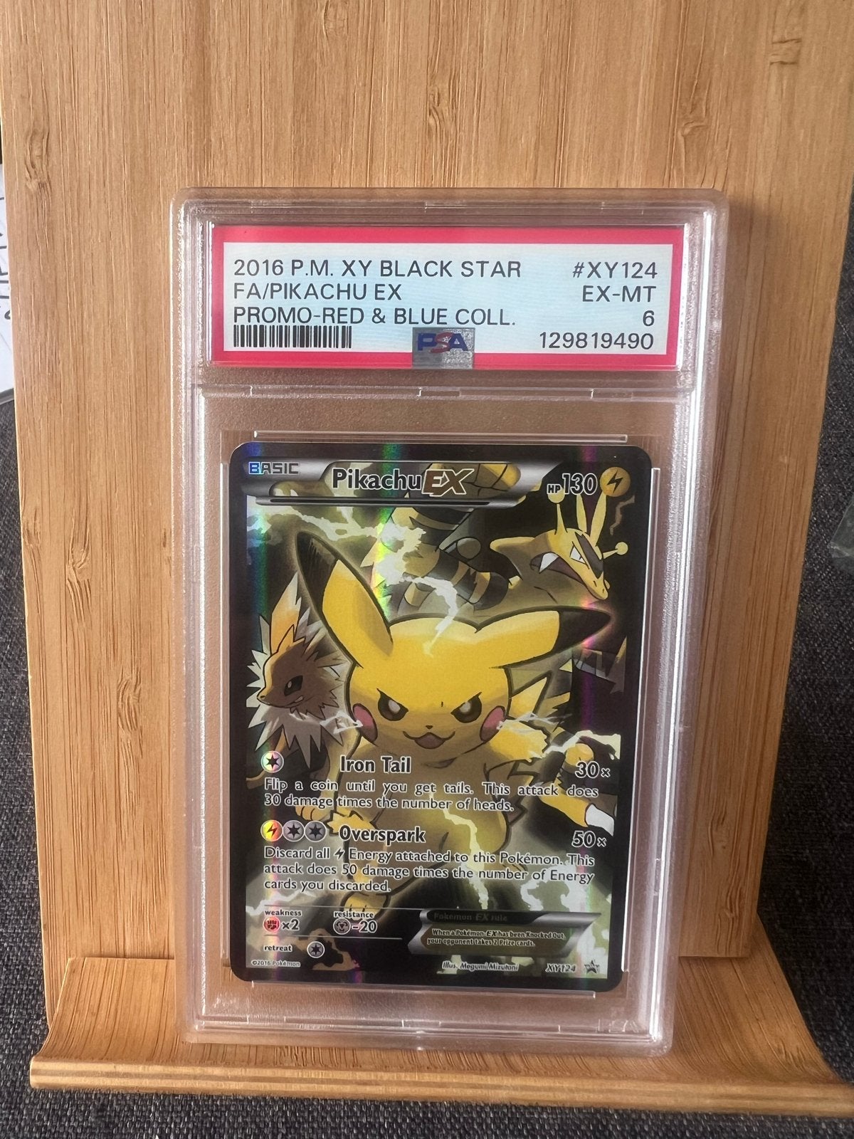 Pikachu EX XY124 PSA 6 Pokémon Kaart, Ophalen of Verzenden, Gebruikt, Losse kaart, Foil