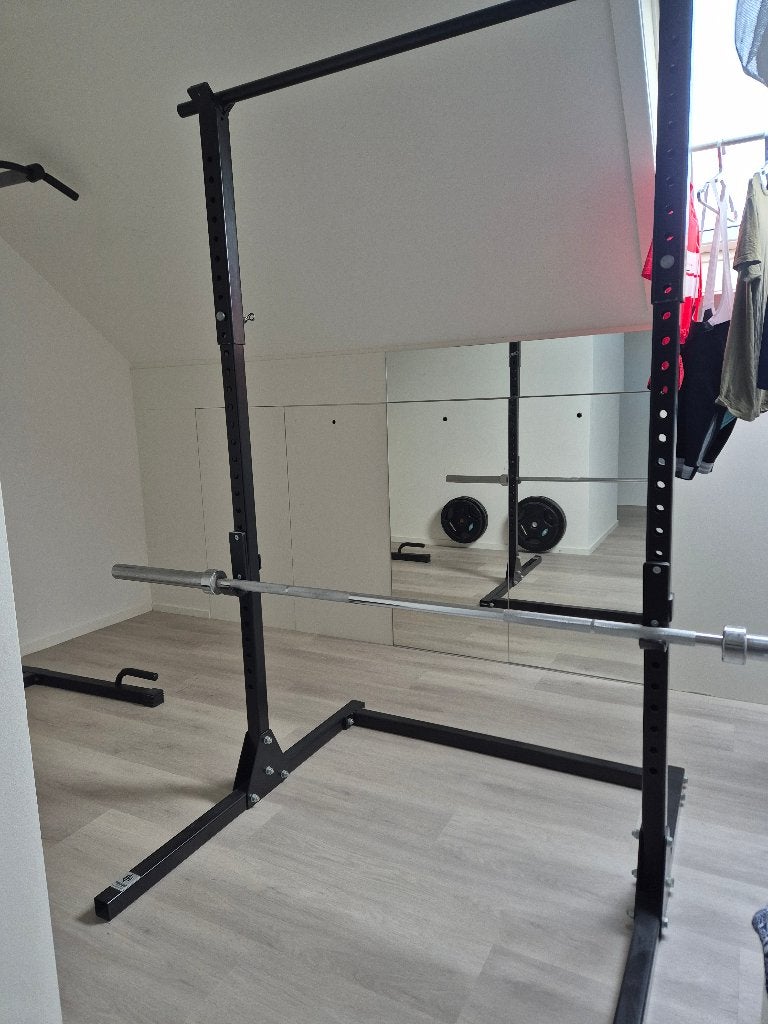 Powercage Squat stand (compleet), incl. pull up bar, Krachtstation, Ophalen of Verzenden, Zo goed als nieuw, Metaal