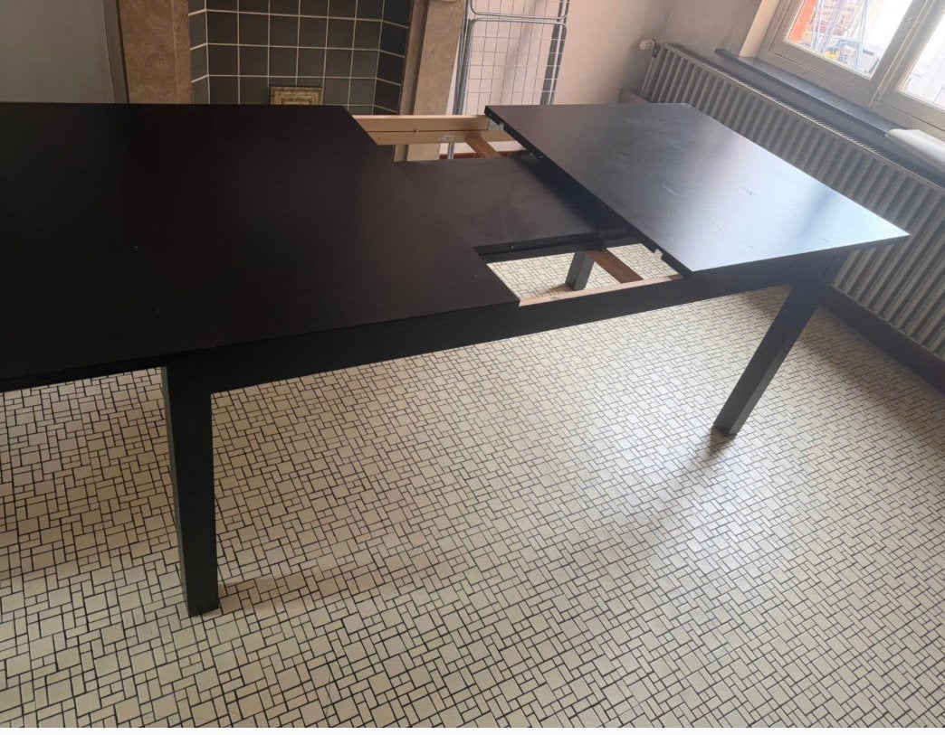 Bjursta IKEA uitschuifbare tafel met 8 stoelen zgan, Ophalen, 50 tot 100 cm, Zo goed als nieuw, Vijf personen of meer