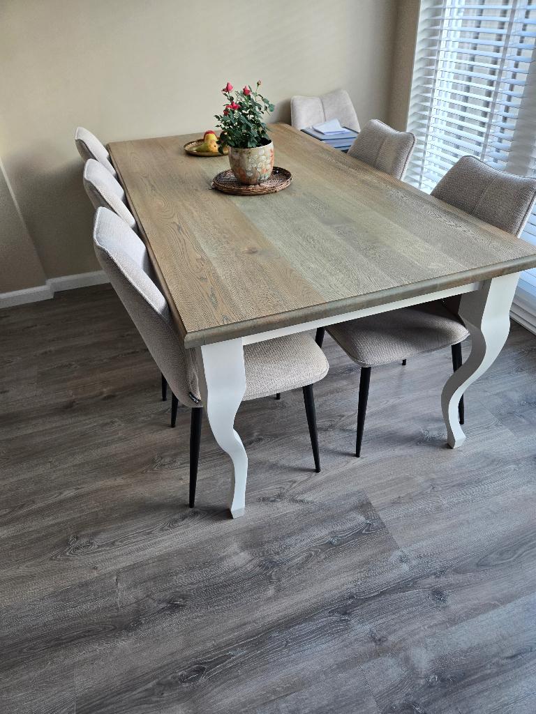 Lange eikenhouten eettafel, nu in prijs verlaagd!, Huis en Inrichting, Tafels | Eettafels, Ophalen, Eikenhout, 50 tot 100 cm, Vijf personen of meer