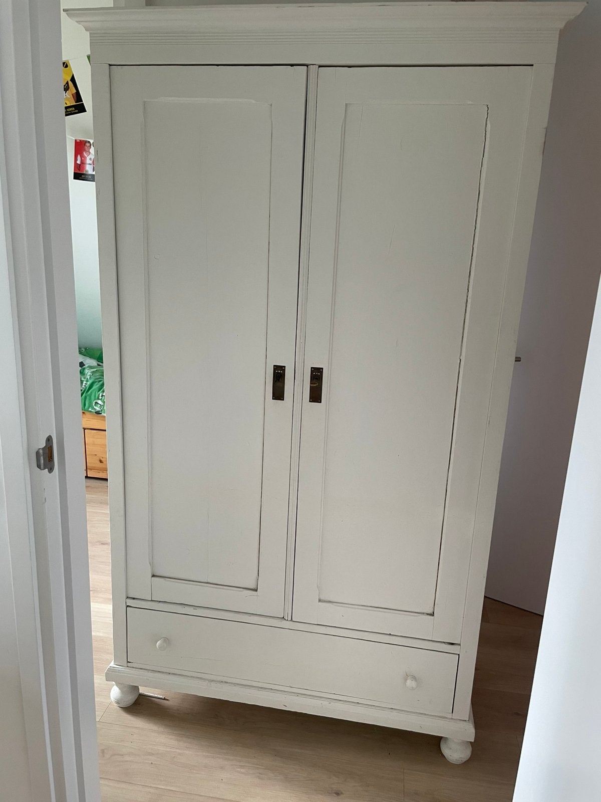 Prachtige witte kledingkast - massief hout, Gebruikt, Kast, 50 tot 70 cm, 105 cm of meer