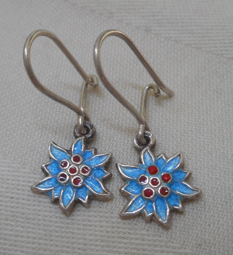 Zilveren vintage oorbellen edelweiss nr.1496, Hangers, Verzenden, Zo goed als nieuw, Zilver