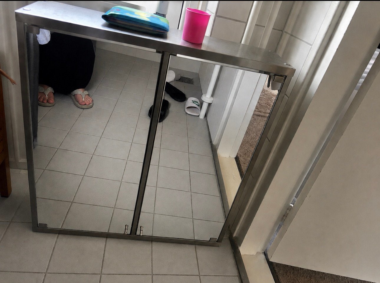 Douche spiegel met opbergruimte, Ophalen of Verzenden, Zo goed als nieuw, Rechthoekig, Minder dan 100 cm
