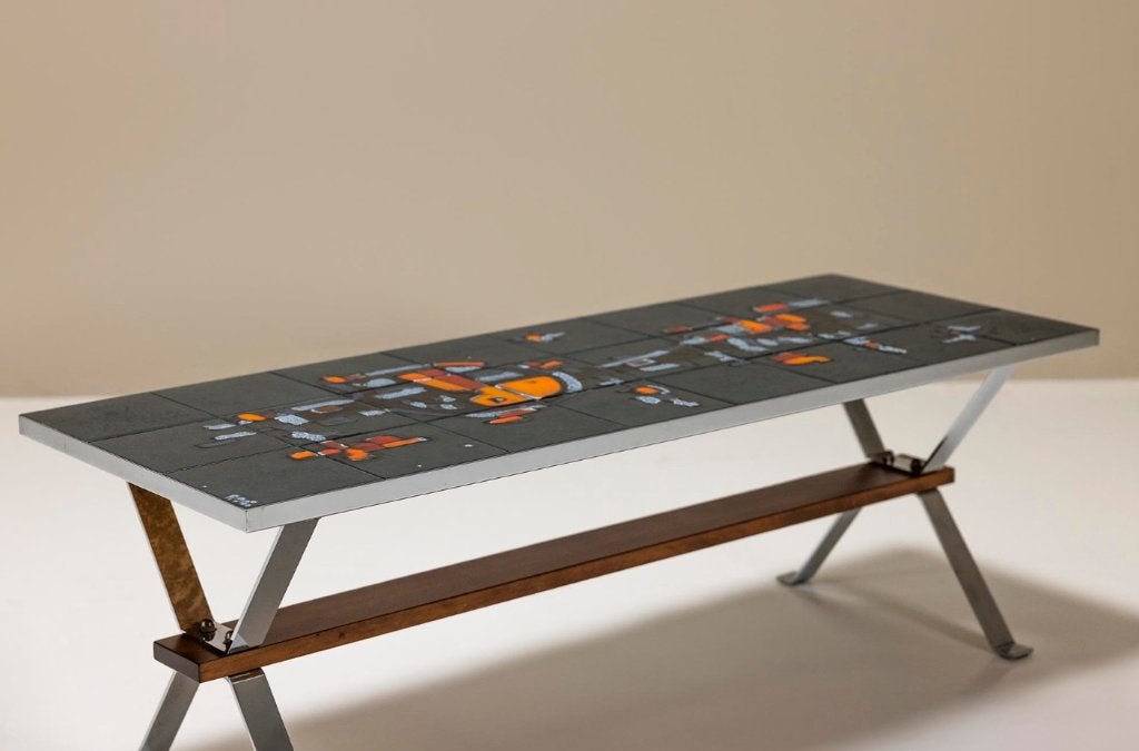 Adri Belgique betegelde salontafel, Frankrijk, jaren 60, Ophalen of Verzenden