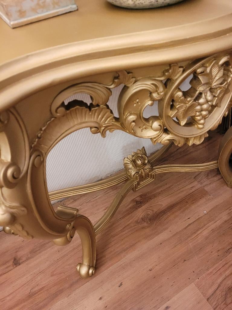 Antieke vol houten spiegel met wand cosole, Antiek en Kunst, Antiek | Meubels | Tafels, Ophalen