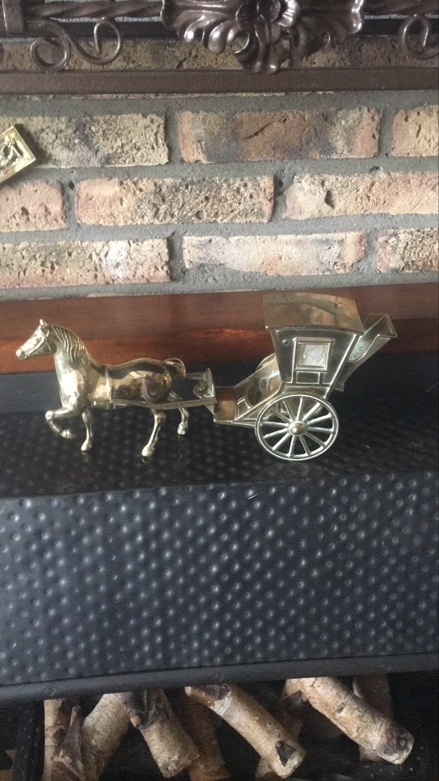 Decoratieve koperen Koets met Paard, Ophalen