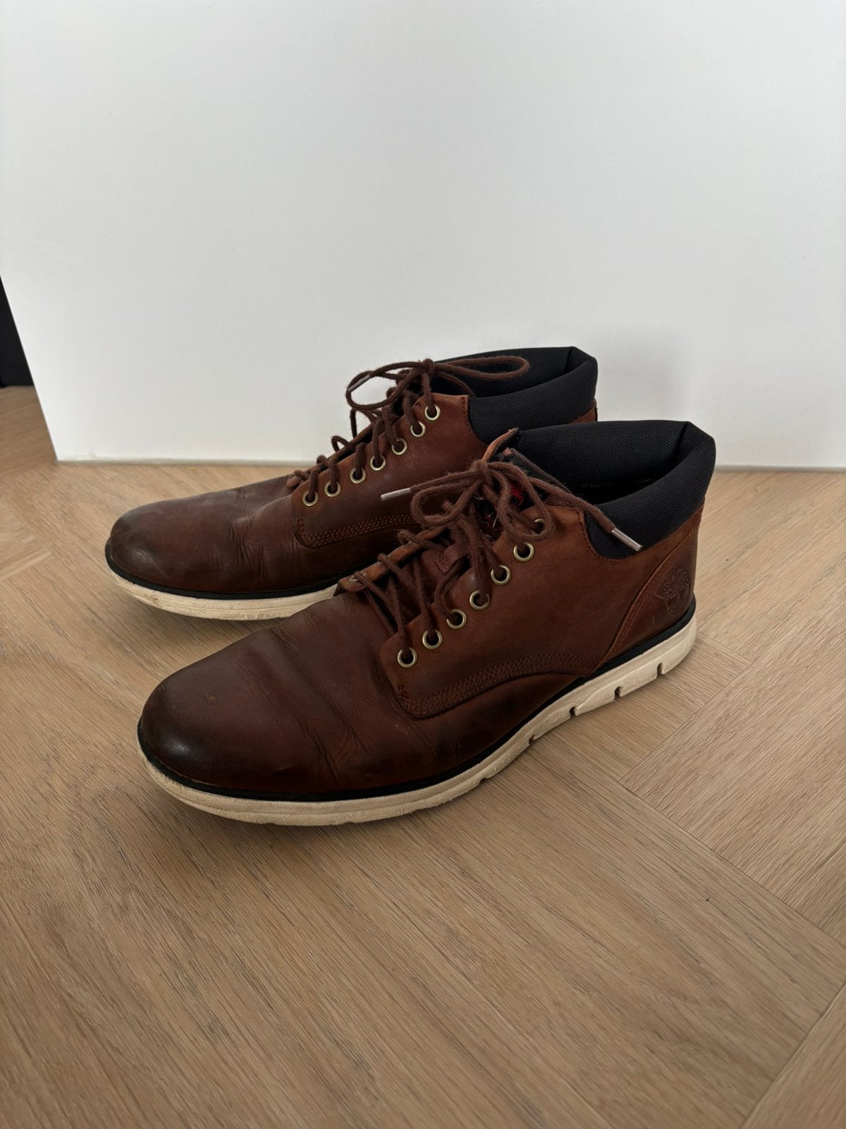 Timberland bruine veterschoen leer, Kleding | Heren, Bruin, Ophalen of Verzenden, Zo goed als nieuw, Veterschoenen