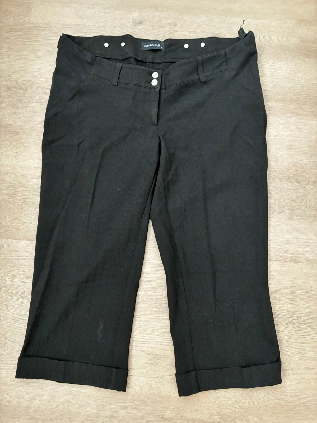 Positiekleding nette zwarte driekwart broek met streepje, Ophalen of Verzenden, Zo goed als nieuw, Zwart, Broek of Spijkerbroek