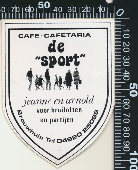 Sticker: Cafe Cafetaria De Sport - Brouwhuis, Ophalen of Verzenden, Zo goed als nieuw, Bedrijf of Vereniging