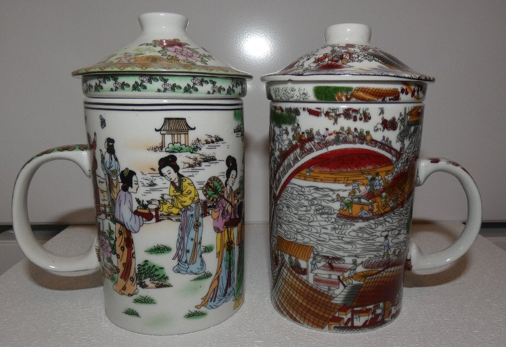2x Chineese theebeker met zeef [1674-A], Ophalen of Verzenden