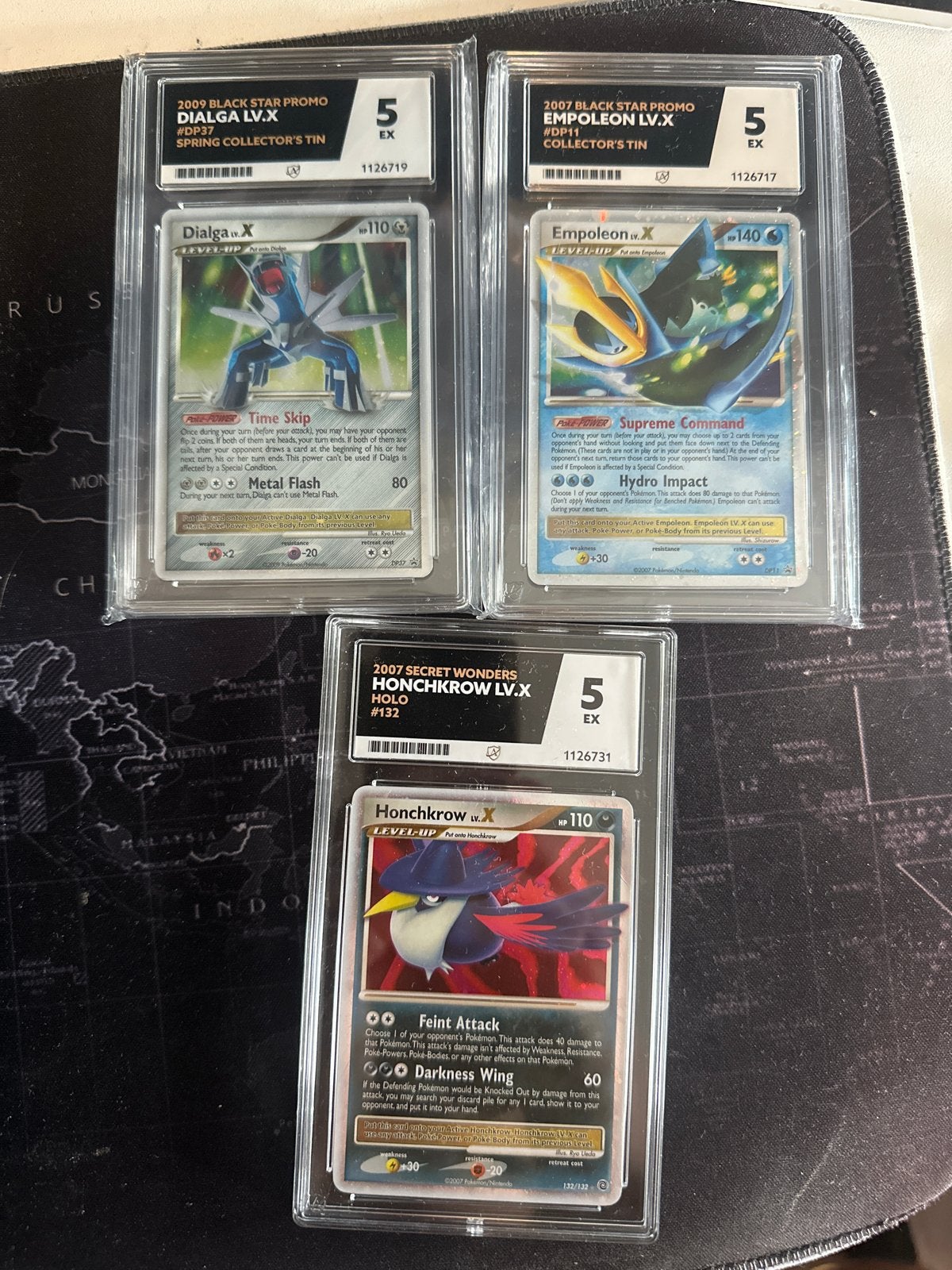 Pokémon Kaarten Dialga, Empoleon, Honchkrow LV.X Graded, Ophalen of Verzenden, Gebruikt, Meerdere kaarten
