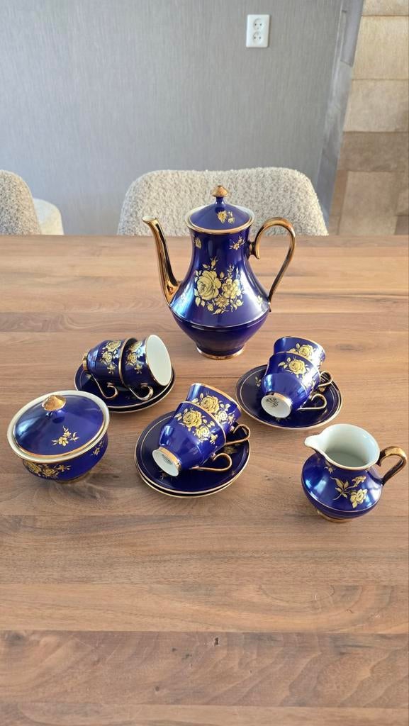 Mooi theeservies, als nieuw, blauw goud Bareuther Waldsassen, Antiek en Kunst, Ophalen