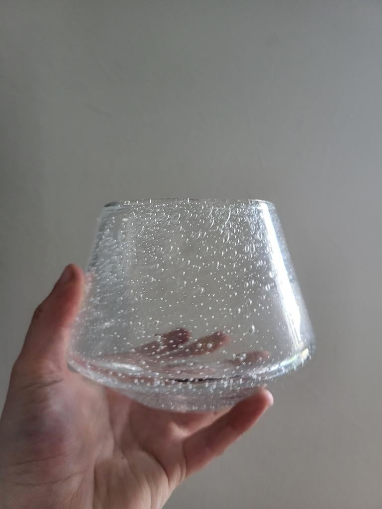 Glazen vaas met bubbels, Ophalen of Verzenden, Overige kleuren, Glas, Minder dan 50 cm