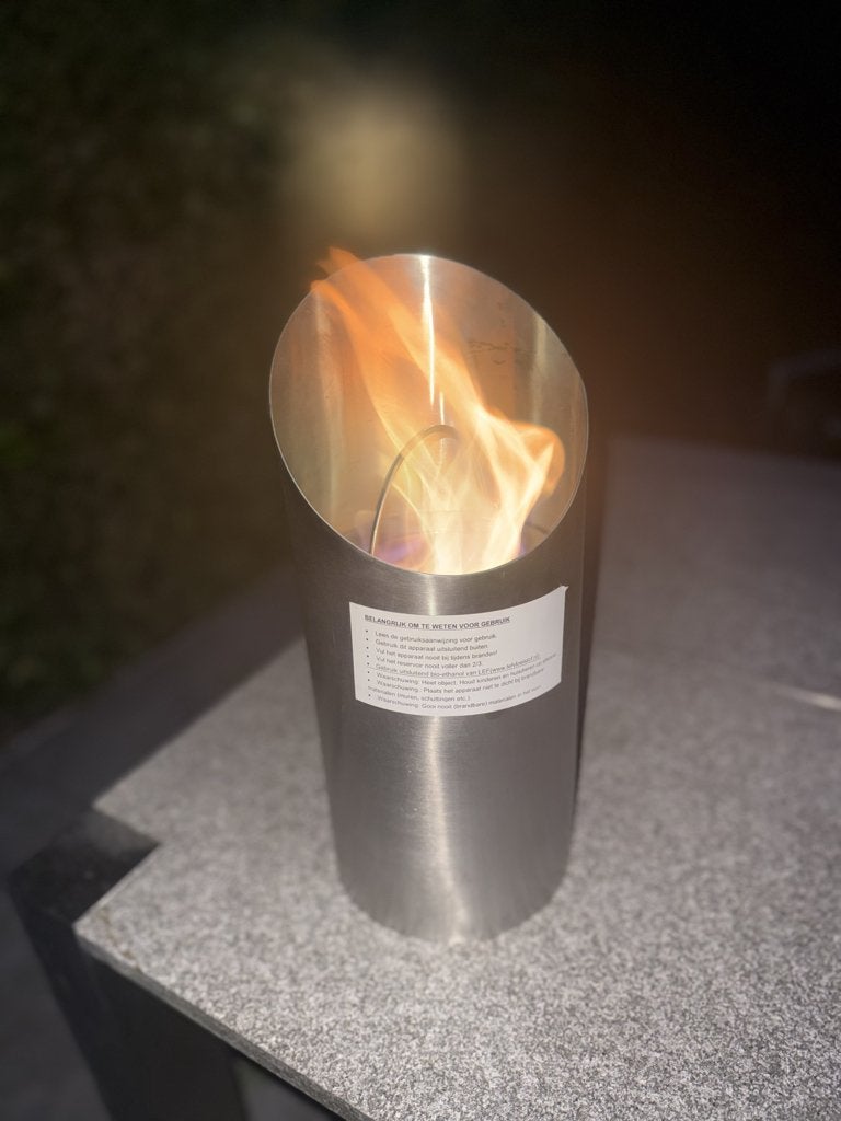 RVS Bio-Ethanol Terrasverwarmer Sfeerverwarmer voor terras., Tuin en Terras, Ophalen of Verzenden, Zo goed als nieuw, Gas, Vloer