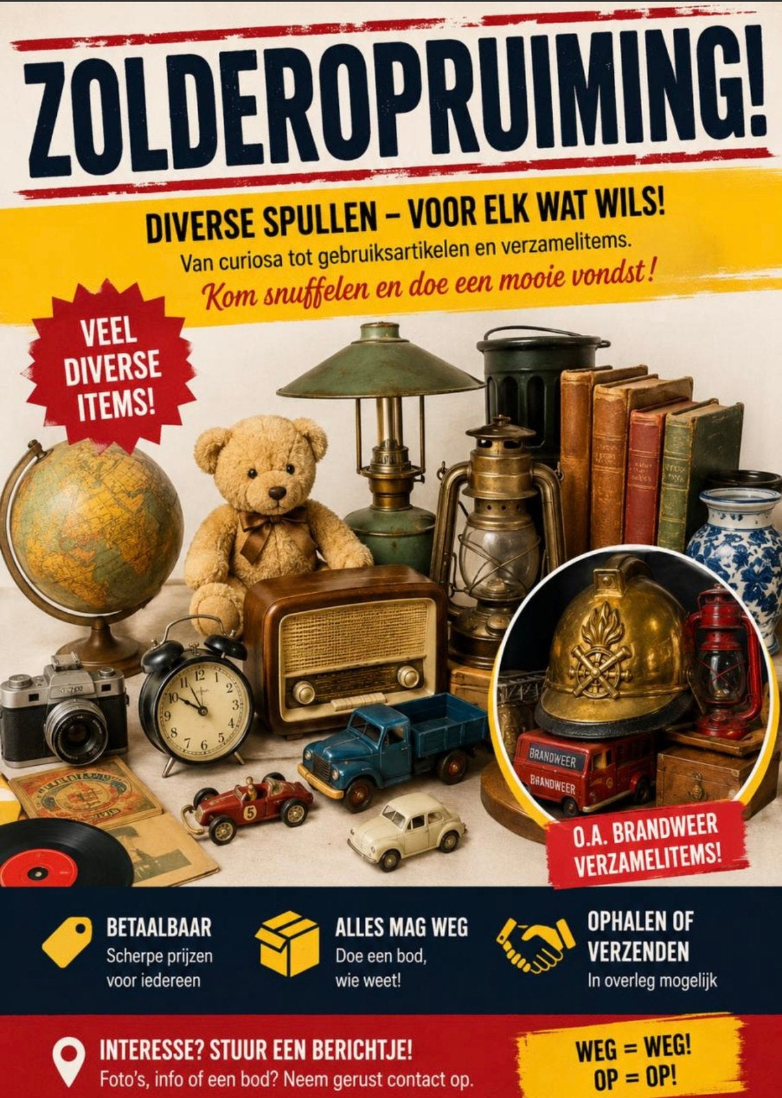 Verzamelitems brandweer + overige spullen zolderopruiming, Ophalen of Verzenden, Nieuw