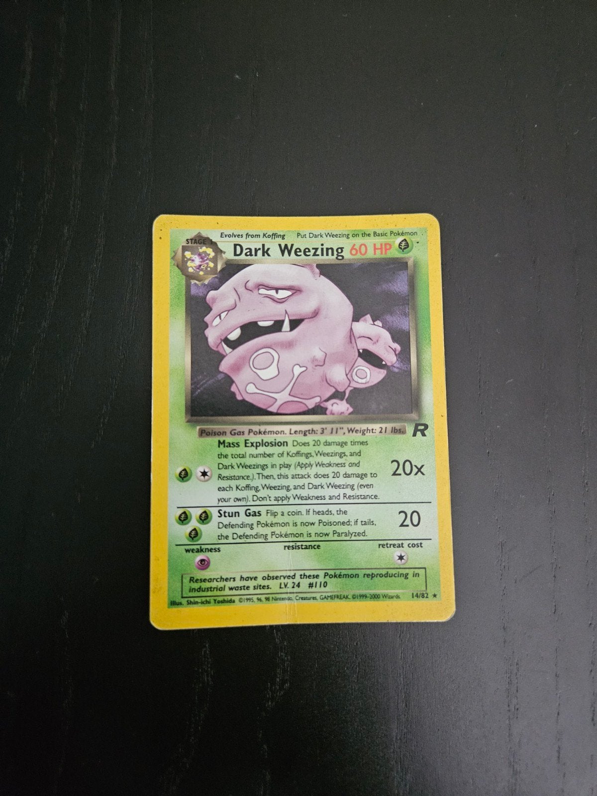 Pokemon Kaart: Dark Weezing Team Rocket Holo 14/82, Ophalen of Verzenden, Zo goed als nieuw