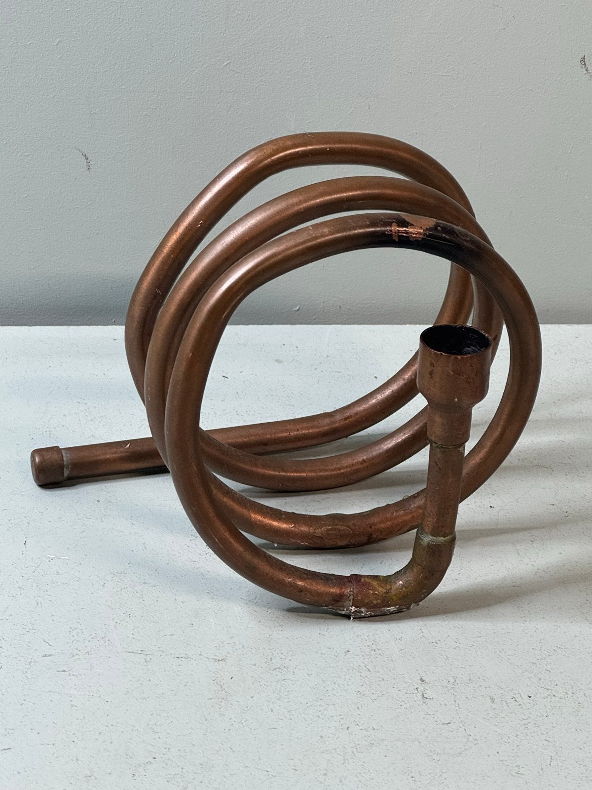 Vintage koperen kandelaar - Uniek spiraal design, Ophalen of Verzenden, Koper