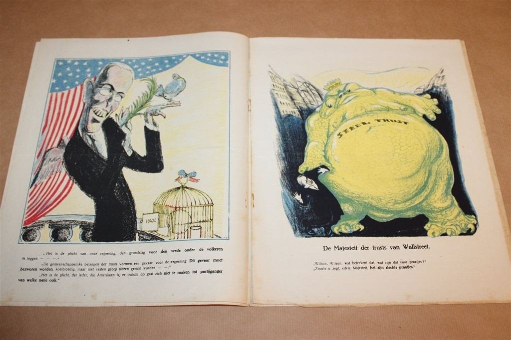 Bluff 1917 — Woodrow Wilson WOI Spotprenten Amerika, Ophalen of Verzenden, Tweede Wereldoorlog, Gelezen, Overige onderwerpen