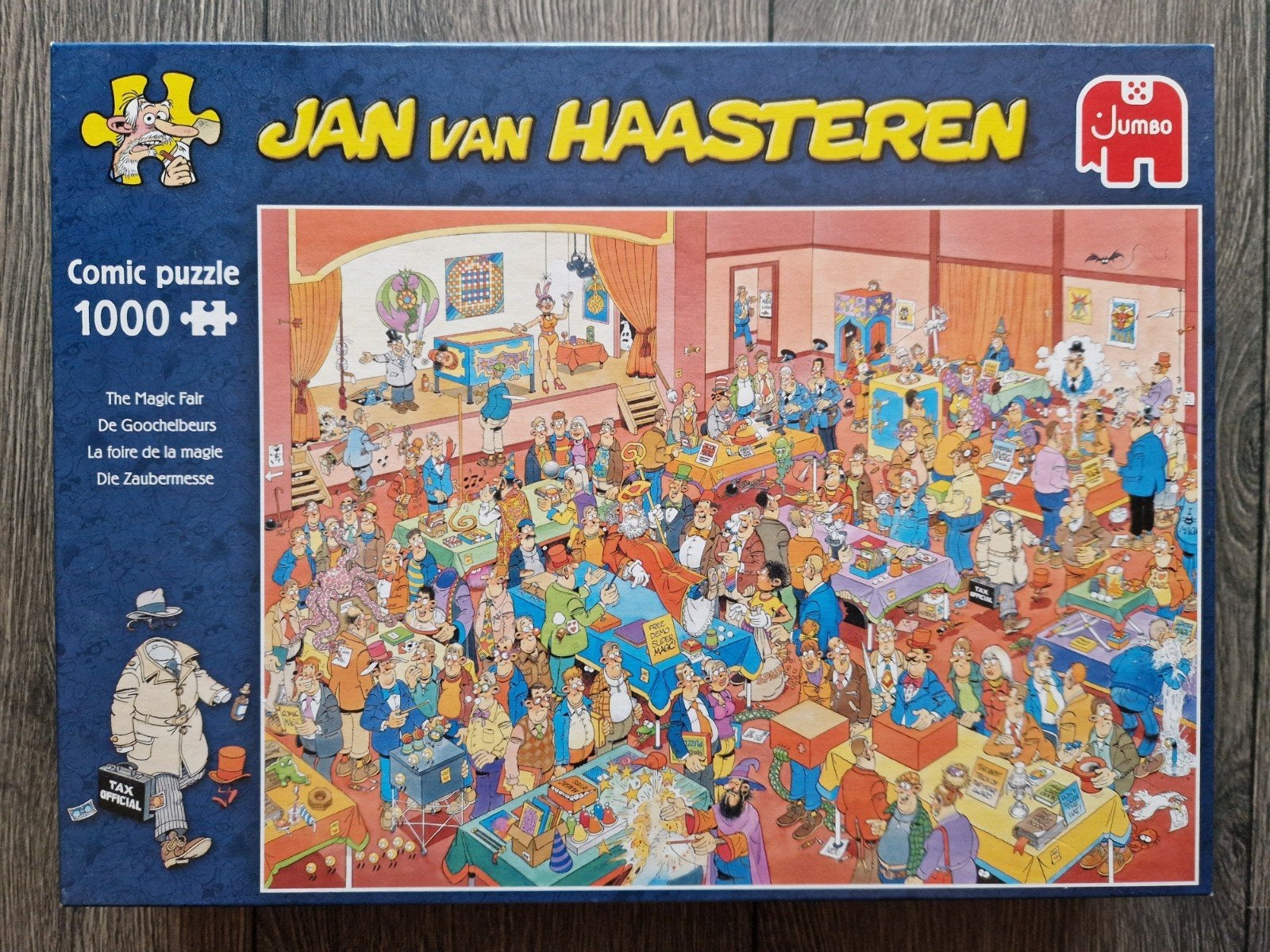 jan van haasteren,  de goochelbeurs, 1000 stukjes (3), Ophalen, 500 t/m 1500 stukjes, Zo goed als nieuw